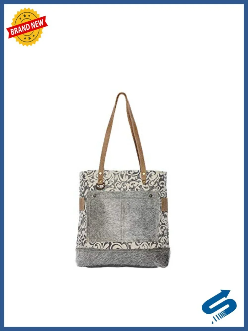 Canvas Tote Bag for Women - Real Leather Strap Handmade Boho Purse